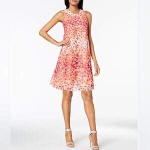 Calvin Klein Chiffon Floral A-Line Poppy Y2K Mini Dress sze 10P (fits sze 6)
